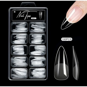 Тіпси для нарощування нігтів прозорі Nail Tips, форма мигдаль, 100 шт