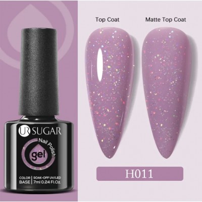 Гель-лак Sugar Color Base URH-011, ліловий з блискітками, 7 мл з доставкою по Україні