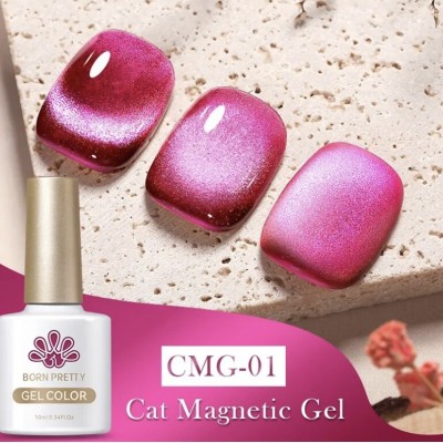 Гель-лак для нігтів Born Pretty Cat Eye 9D CMG-01 темний рожевий перелив, 10 мл