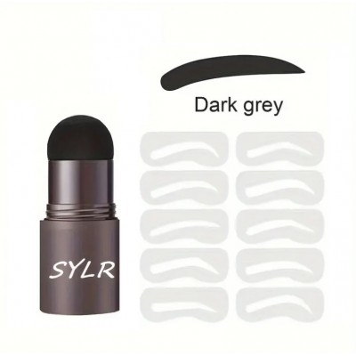 Пудра-штамп для брів Sylr Dark Gray темно-сірий, з трафаретами