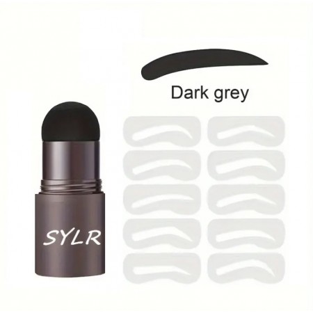 Пудра-штамп для брів Sylr Dark Gray темно-сірий, з трафаретами з доставкою по Україні