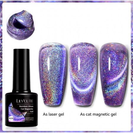 Гель-ла котяче око Lilycute Cat Eye 9D RC-05 фіолетовий з голограмою, 7 мл з доставкою по Україні