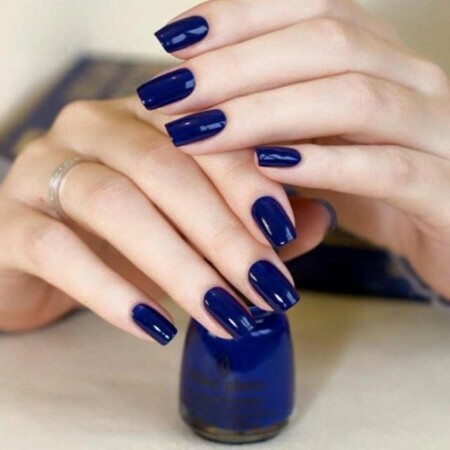 Накладні нігті Kitty Nail темно-сині, форма квадрат, середні, 24 шт з доставкою по Україні