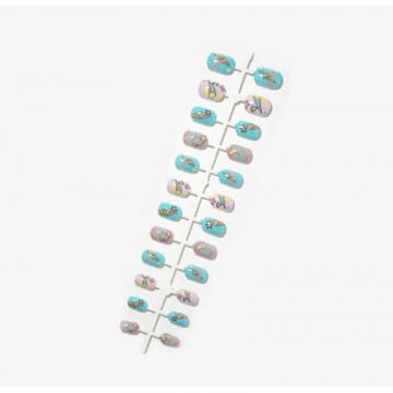 Накладні нігті дитячі Kitty Nail морозиво, зірки, форма квадрат, короткі, 24 шт