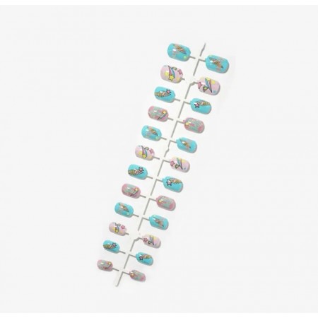 Накладні нігті дитячі Kitty Nail морозиво, зірки, форма квадрат, короткі, 24 шт з доставкою по Україні