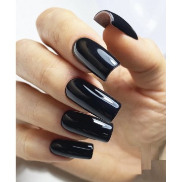 Накладні нігті Kitty Nail класичні чорні, форма квадрат, довгі, 20 шт