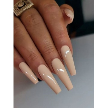 Накладні нігті Kitty Nail сіре какао, форма балерина, довгі, 20 шт