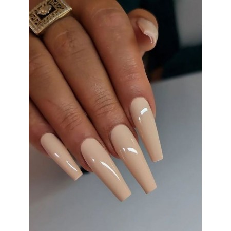 Накладні нігті Kitty Nail сіре какао, форма балерина, довгі, 20 шт з доставкою по Україні