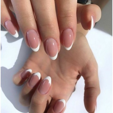 Накладні нігті Kitty Nail класичний френч, форма мигдаль, короткі, 30 шт