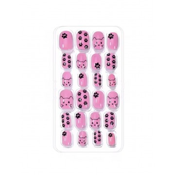 Накладні нігті Kitty Nail дитячі, котики, лапки, форма квадрат, 24 шт