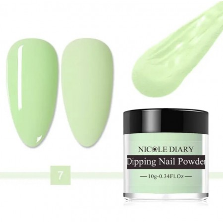 Акрилова пудра Nicole Diary Light Green 10 пастель світло-зелена, 10 мл з доставкою по Україні