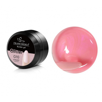 Гель Francheska UV/LED строительный Glitter Pink будівельний, напівпрозорий рожевий з мікроблиском, 15 мл з доставкою по Україні