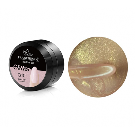 Гель Francheska UV/LED строительный Glitter Nude будівельний, напівпрозорий бежевий з мікроблиском, 15 мл з доставкою по Україні