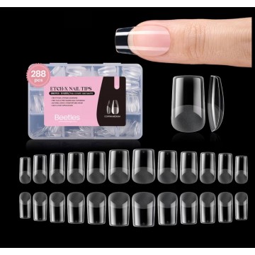 Тіпси для нарощування нігтів Design Nail прозорі з широкою лункою, 288 шт
