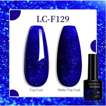Гель-лак Lilycute LC-F129 темний синій з шимером, 7 мл з доставкою по Україні