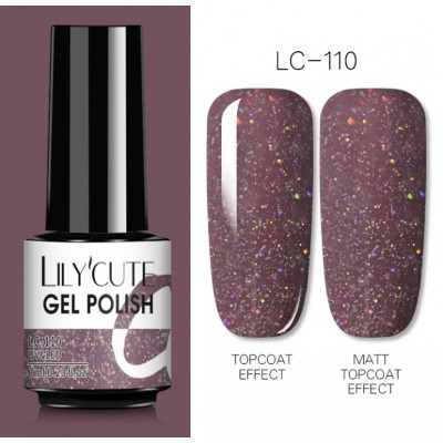Гель-лак Lilycute LC-110 приглушений темний фіолетовий з шимером, 7 мл