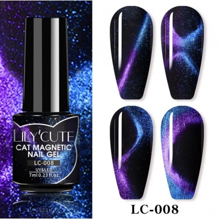 Гель-лак Lilycute Cat Eye 7D LC-008, фіолетово-синій перелив, 7 мл з доставкою по Україні