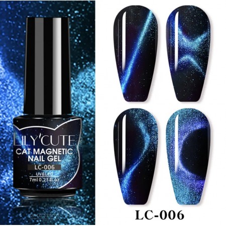 Гель-лак Lilycute Cat Eye 7D LC-006, блакитно-синій перелив, 7 мл з доставкою по Україні
