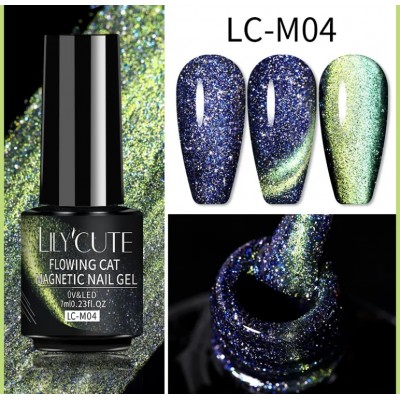 Гель-лак Lilycute Cat Eye 9D LC-M04 золото-зелена галактика, 7 мл