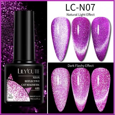 Гель-лак Lilycute Cat Eye 9D LC-N07,  магічний рожево-фіолетовый , 7 мл