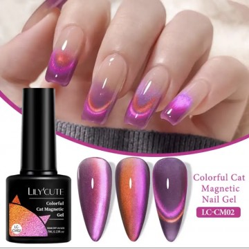 Гель-лак Lilycute Cat Eye 9D LC-CM02 рожево-ліловий перелив, 7 мл