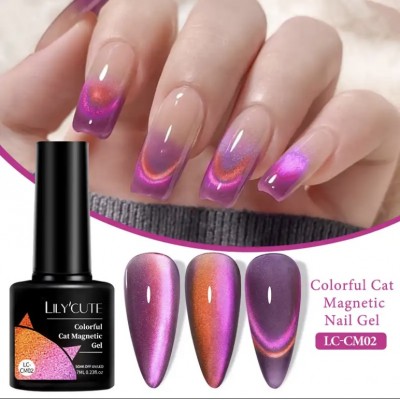 Гель-лак Lilycute Cat Eye 9D LC-CM02 рожево-ліловий перелив, 7 мл