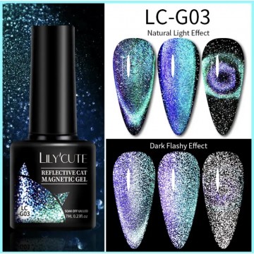 Гель-лак Lilycute Cat Eye 9D LC-G03 блакитно-фіолетова галактика, 7 мл