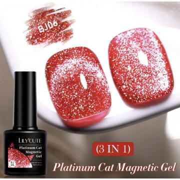 Гель-лак Lilycute Cat Eye 9D Platinum BJ-06, червоне золото, 7 мл
