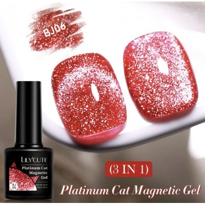 Гель-лак Lilycute Cat Eye 9D Platinum BJ-06, червоне золото, 7 мл