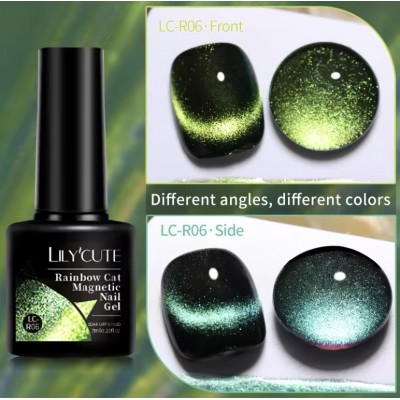 Гель-лак Lilycute Cat Eye 9D LC-R06 зелена веселка, 7 мл