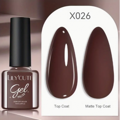 Гель-лак Lilycute X026 темний шоколад, 7 мл