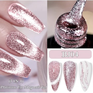 Гель-лак Lilycute Cat Eye 9D Platinum BJ-04, рожеве золото, 7 мл