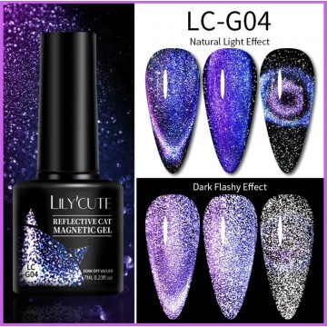 Гель-лак Lilycute Cat Eye 9D LC-G04, магічна фіолетова галактика, 7 мл
