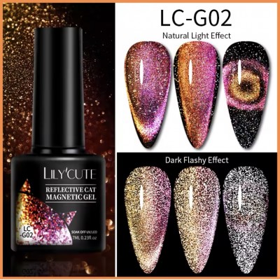 Гель-лак Lilycute Cat Eye 9D LC-G02 рожева вечірня галактика, 7 мл