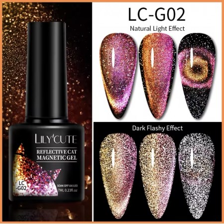 Гель-лак Lilycute Cat Eye 9D LC-G02 рожева вечірня галактика, 7 мл з доставкою по Україні