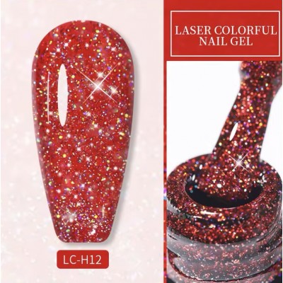 Гель-лак Lilycute H-12 Holo лазерні червоні блискітки, 7 мл