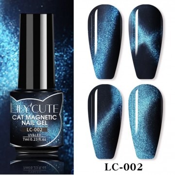 Гель-лак Lilycute Cat Eye 7D LC-002, блакитна лагуна, 7 мл