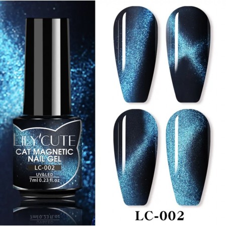 Гель-лак Lilycute Cat Eye 7D LC-002, блакитна лагуна, 7 мл з доставкою по Україні