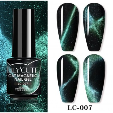 Гель-лак Lilycute Котяче око LC-007 зелене сяйво, 7 мл