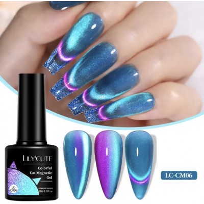 Гель-лак Lilycute Cat Eye 9D LC-СM06 блакитно-рожевий перелив, 7 мл