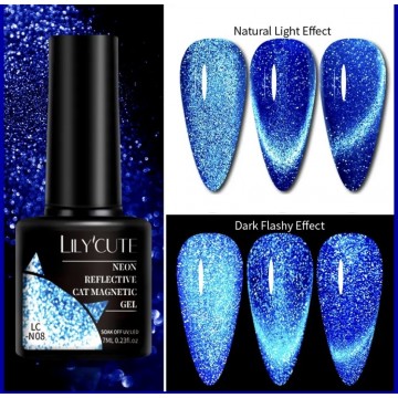 Гель-лак Lilycute Cat Eye 9D LC-N08, синьо-блакитна галактика, 7 мл