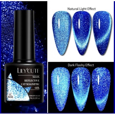 Гель-лак Lilycute Cat Eye 9D LC-N08, синьо-блакитна галактика, 7 мл