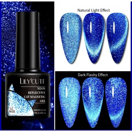 Гель-лак Lilycute Cat Eye 9D LC-N08, синьо-блакитна галактика, 7 мл з доставкою по Україні