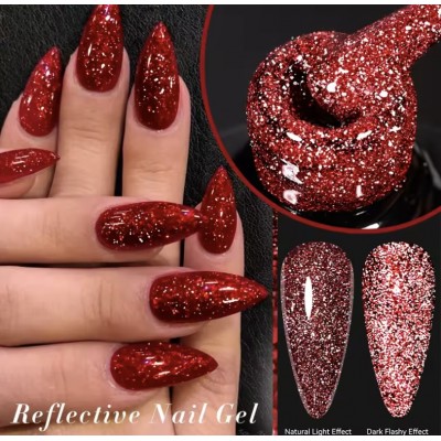 Гель-лак Lilycute Reflective RN-06 вишневий, світловідбивний, 7 мл з доставкою по Україні
