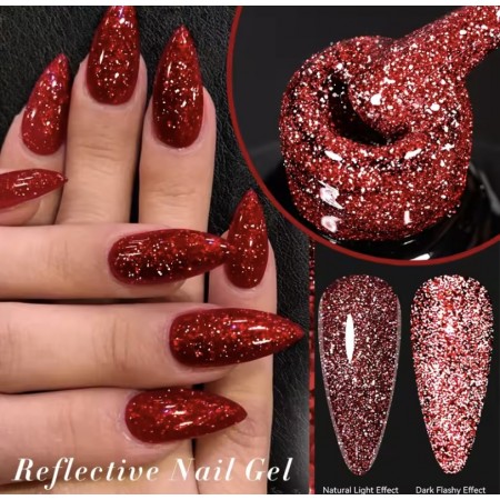Гель-лак Lilycute Reflective RN-06 вишневий, світловідбивний, 7 мл з доставкою по Україні