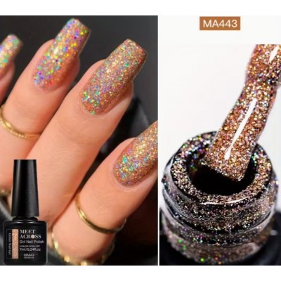 Гель-лак Meet Across MA 443 Insta Flame, золото з голограмою, 7 мл з доставкою по Україні