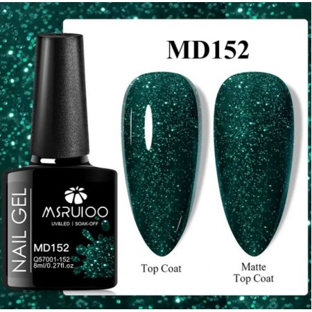Гель-лак MSRUIOO Glittery MD-152 Bizzare, смарагдові блискітки, 8 мл з доставкою по Україні