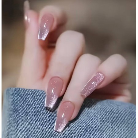 Накладні нігті Kitty Cat Eyes, котяче око рожеві нюд, форма балерина, довгі, 24 шт Накладні нігті Kitty Cat Eyes, котяче око рожеві нюд, форма балерина, довгі, 24 шт з доставкою по Україні