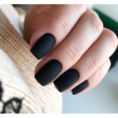 Накладні нігті False nail чорні матові, форма квадрат, короткі, 24 шт з доставкою по Україні