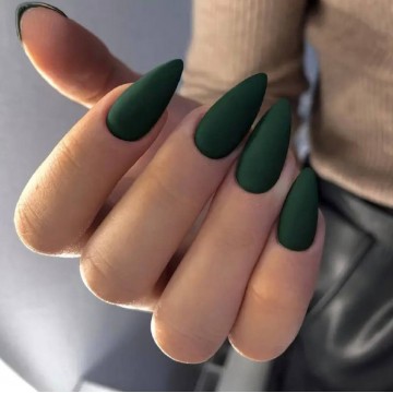 Накладні нігті Kitty Nail смарагд матові, форма мигдаль, довгі, 24 шт